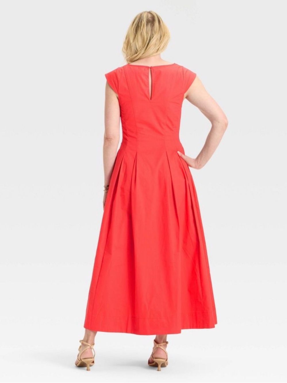 A New Day Black Poplin Midi Dress Elegant Church Dress Timeless Classic Pockets - Picture 3 of 4